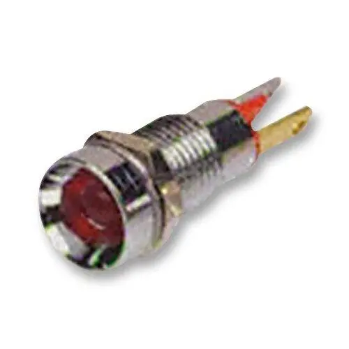 LED Panel Mount Indicator, Satin Chrome Bezel, Red, 2VDC, 8mm, IP67