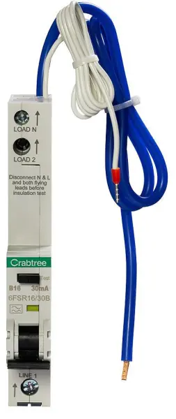 CRABTREE - Loadstar 16A、30mA 單極RCBO、B型曲線、6kA