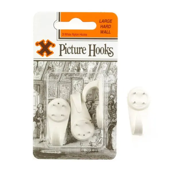 X Hard Wall Hooks Large White Nylon 3 Pack