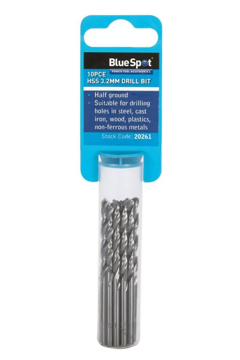Blue Spot Tools Sada 10 vrtáků 3,2mm HSS