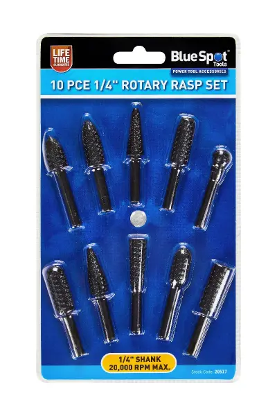 Blue Spot Tools - Kit de 10 fraises rotatives 1/4