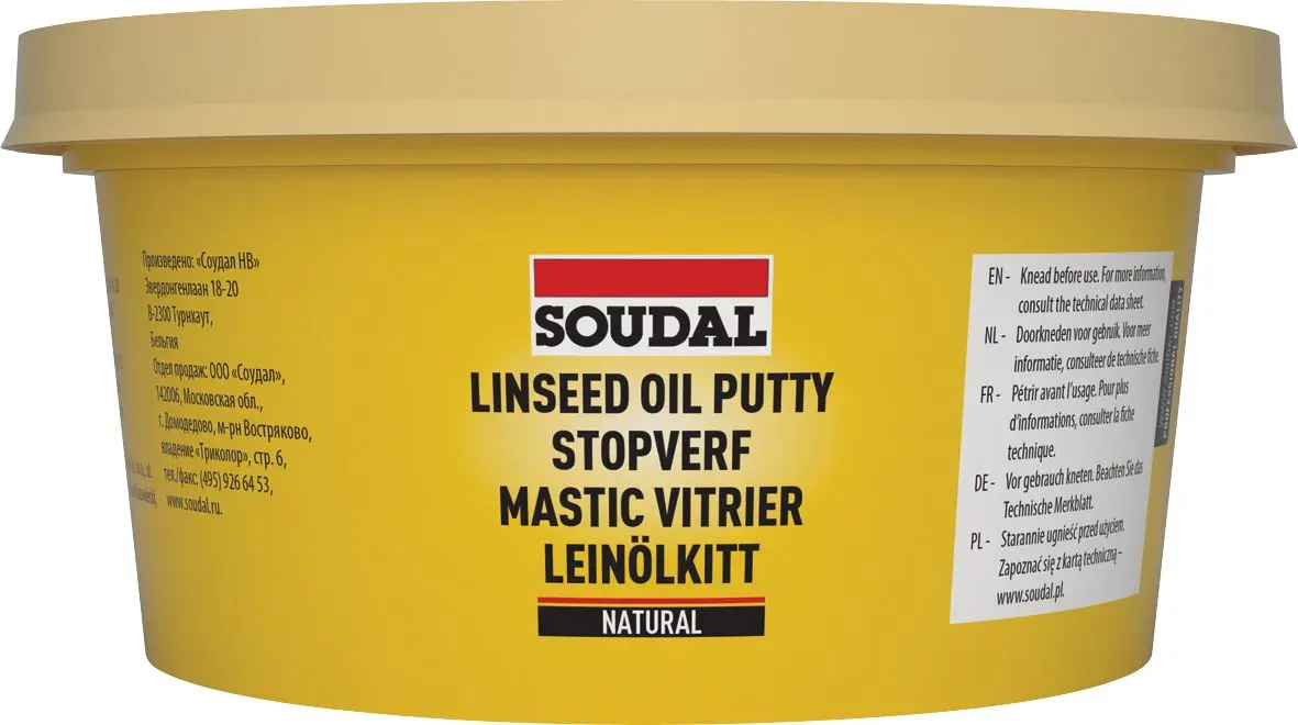 Soudal Masilla de Linaza Universal, Transparente, 1kg