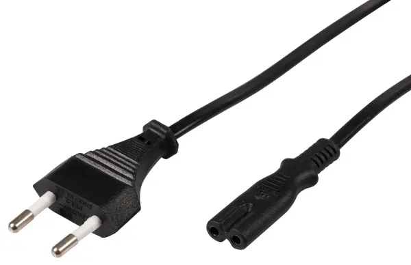 PRO-ELEC Euro Plug to IEC C7 Mains Lead, 2.5A, 2m, Black