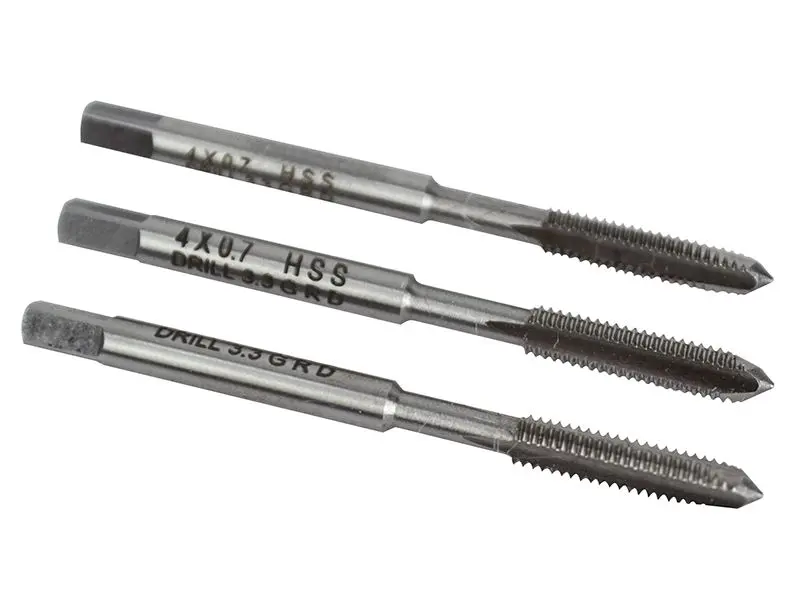 Faithfull Jeu de tarauds droits HSS - M4 x 0,7mm, 3 pièces