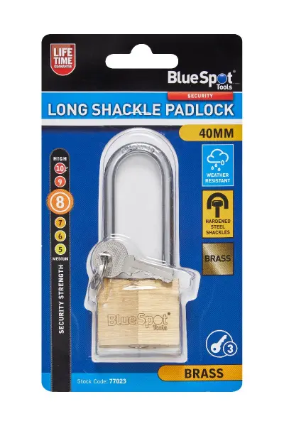 Blue Spot Tools 40毫米双锁黄铜挂锁 长吊环