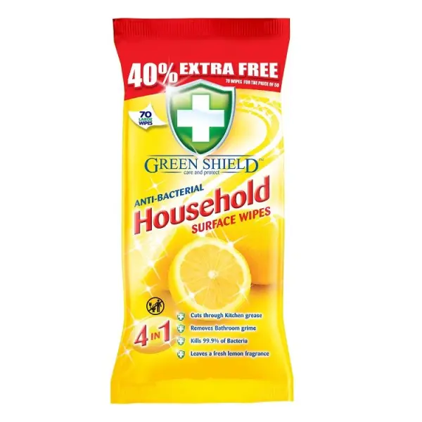 Green Shield Anti-Bacterial Household Wipes 70 Pack, 383 g