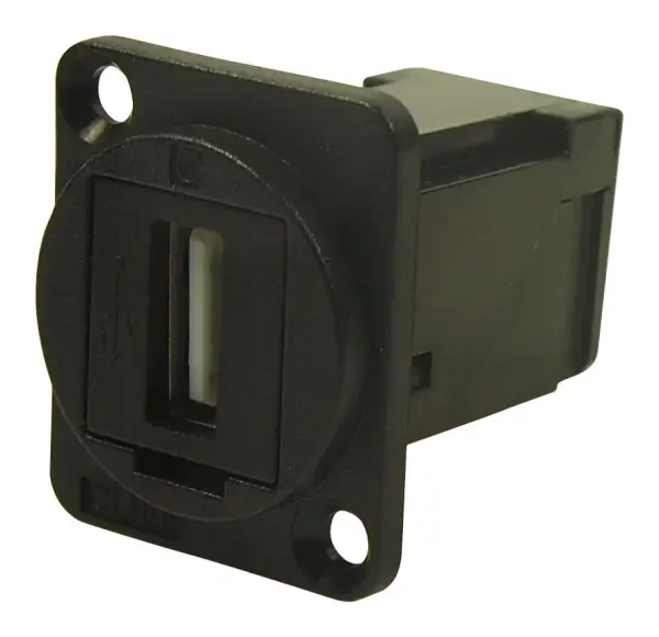 Cliff USB 2.0 A-A Right Angle Feedthrough Connector Black 20g