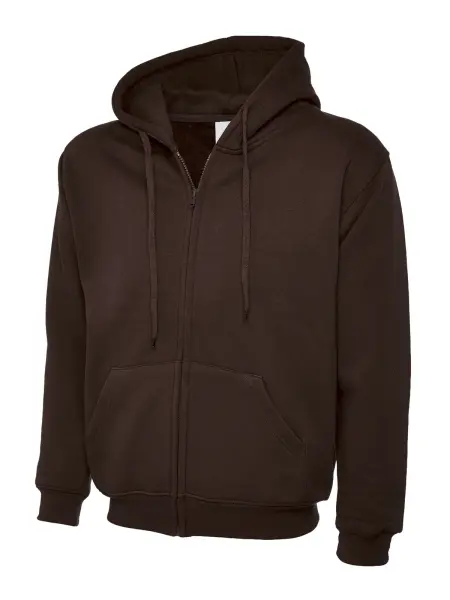 Uneek Unisex Classic Full Zip Hoodie, Brown, Size M