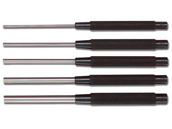 Starrett S248PC Long Pin Punch Set, 5-Piece, Hardened Steel, 200mm