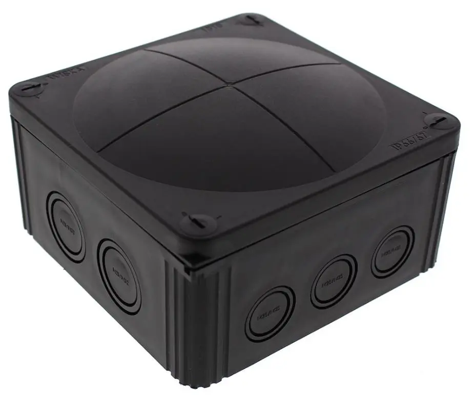 WISKA Combi 1010 Bosca Comhcheangail Dubh - IP66/67, 140x140x82mm