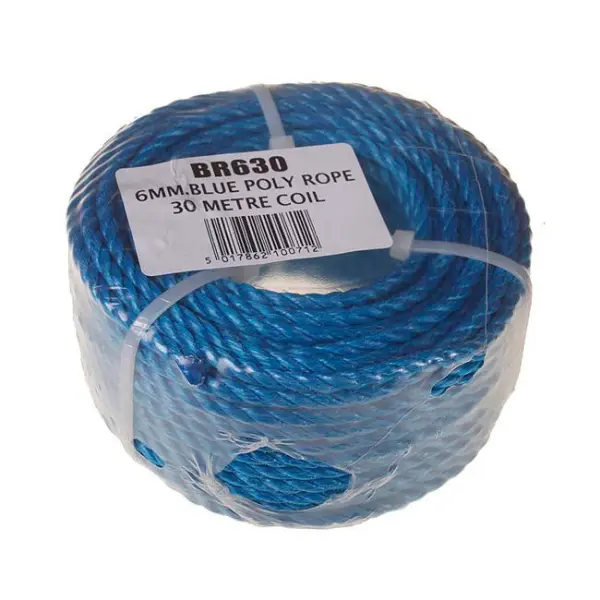 Raraion 6mm Blue Polypropylene Rope Handy Coil, 30 m