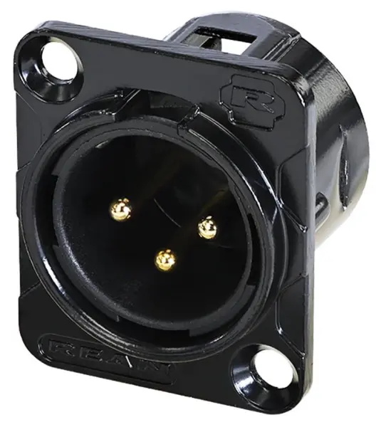REAN RC3MDL-B 3 Pole XLR Panel Mount Plug, Black
