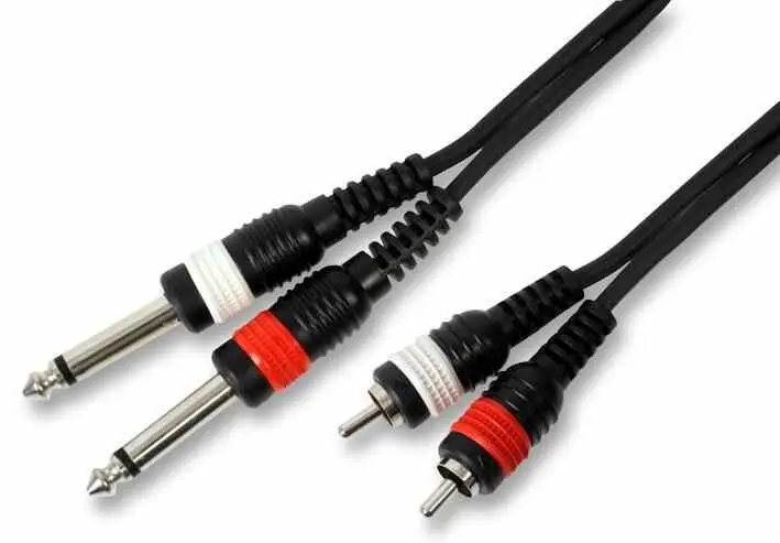 Pulse Propojovací kabel 2x 6,35mm (1/4'') Mono Jack na 2x Phono (RCA), 1,5m, č