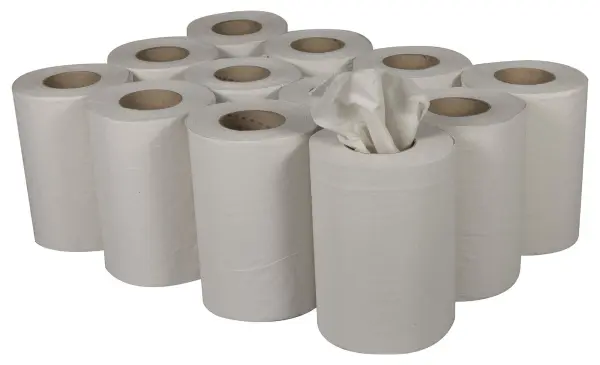 ESSENTIALS White Mini Centrefeed Paper Roll 175mm x 60m 12 Pack