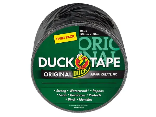 Shurtape Ruban adhésif Duck Tape Original Noir 50mm x 50m - Pack de 2