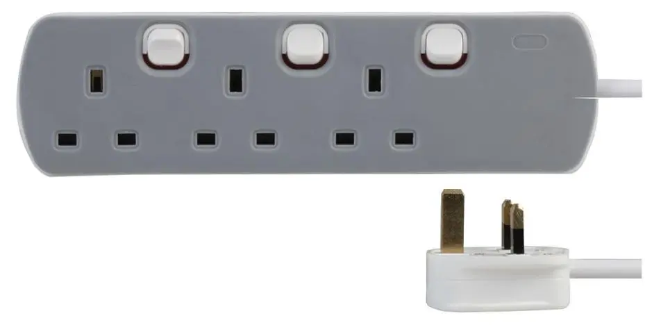 PRO ELEC 3-Weg Verlengsnoer, 2m, Individueel Schakelbaar