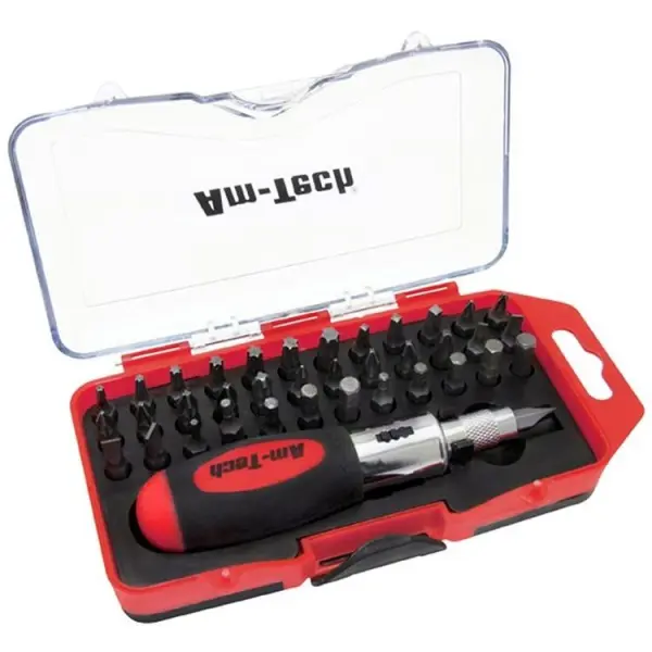 Amtech Stubby Ratchet Screwdriver & Bit Set 38pk