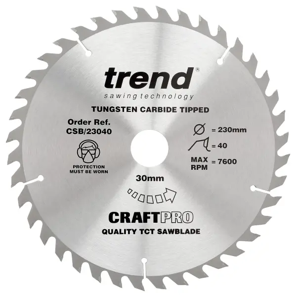 TREND - 40T Circular Saw Blade CraftPRO TCT - 230mm 30mm