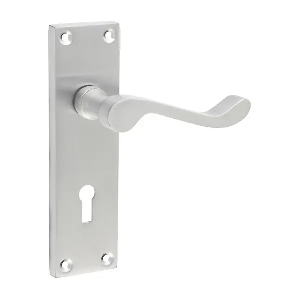 Timco Victorian Scroll Lock Handles, Satin Chrome, 152 x 42mm (2 Pieces)