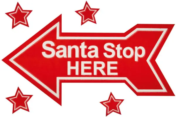 PREMIER Santa Stop Here Αυτοκολλητικό Παραθύρου, Κόκκινο & Λευκό, 28x40cm