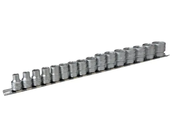 Teng M3816 Socket Clip Rail Set, 16-Piece, 3/8in Drive, Metric