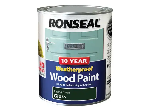 Ronseal 10 Year Weatherproof Wood Paint, Racing Green Gloss, 750ml