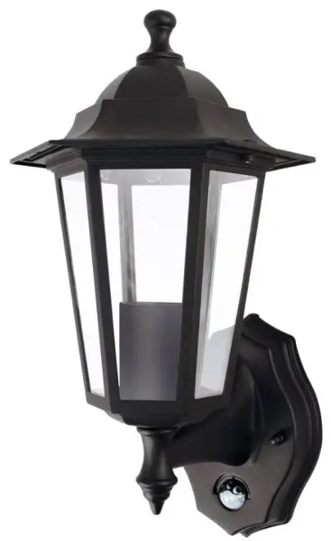 Luceco 6-Panel Coach Lantern with PIR, E27, IP44, Aluminium