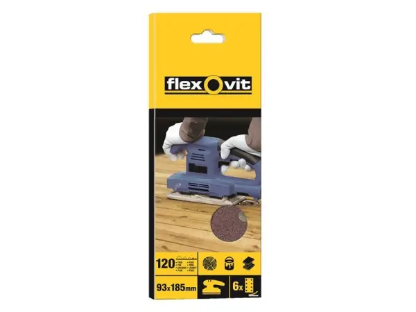 Flexovit Φύλλα Τριβής 1/3 με Τρύπες, Κοκκινιά 120, Συσκευασία 10
