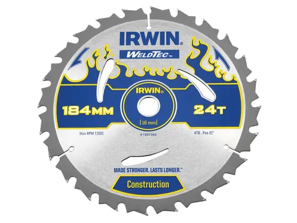 IRWIN Weldtec 圆锯片 184毫米 x 16毫米 24齿 ATB