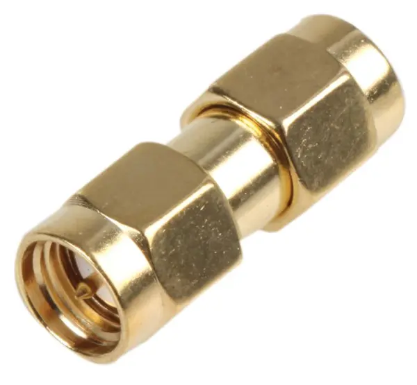 Gold Plated SMA Plug to SMA Adaptor, 50 Ohm