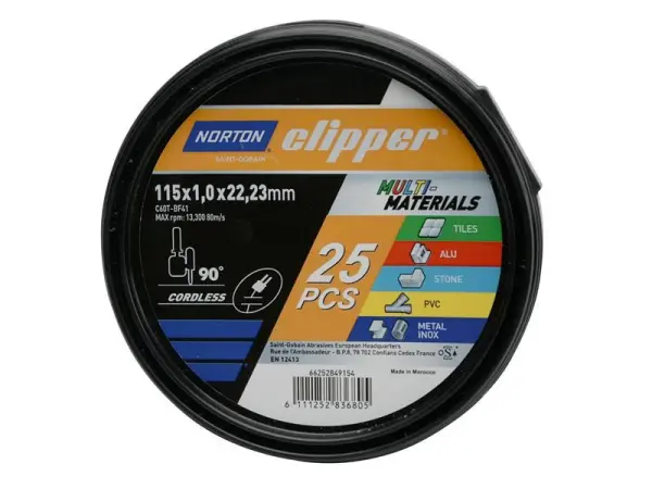 Norton Clipper Discos de Corte Multimaterial 115mm (Pack de 25)