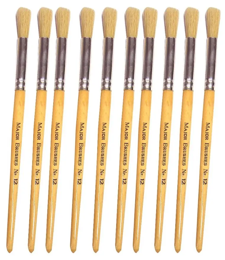 MAJOR BRUSHES Pennelli Setole di Cinghiale Misura 12, Punta Rotonda, Confezione