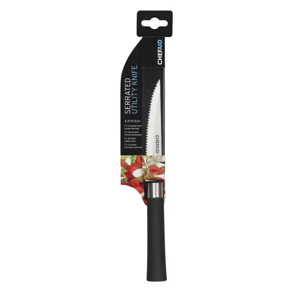Chef Aid 4.5'' Serrated Knife with Soft Grip Handle