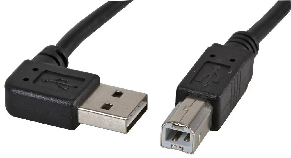 Pro Signal Reversible 90° USB 2.0 A to B Cable, 2m, Black
