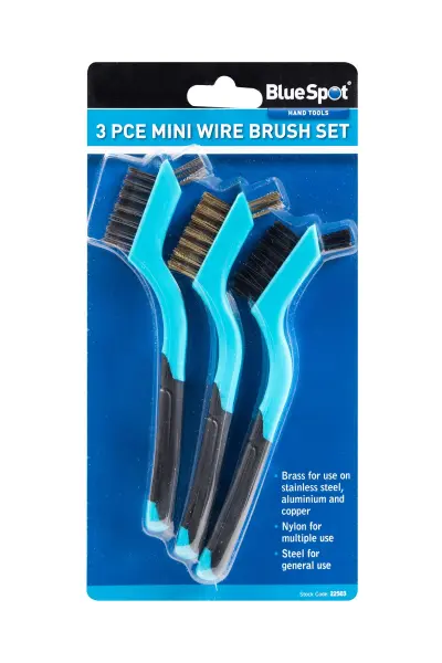 Ensemble de 3 mini brosses métalliques Blue Spot Tools - Laiton, nylon et acier