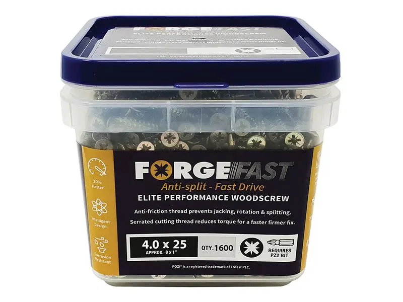 ForgeFix ForgeFast Pozi Wood Screws 4.0 x 25mm (1600 Pack)