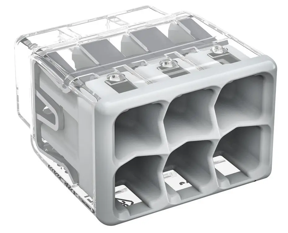 WAGO Connettore a 6 Vie PUSH WIRE® per Giunzione, 4mm, Grigio