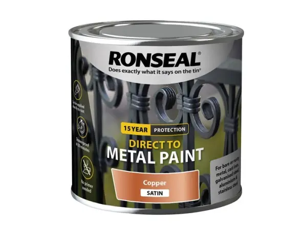 Ronseal 다이렉트 투 메탈 페인트 - 코퍼 새틴, 250ml