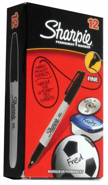 Sharpie Marcadores Permanentes Punta Fina, Negros, Pack de 12