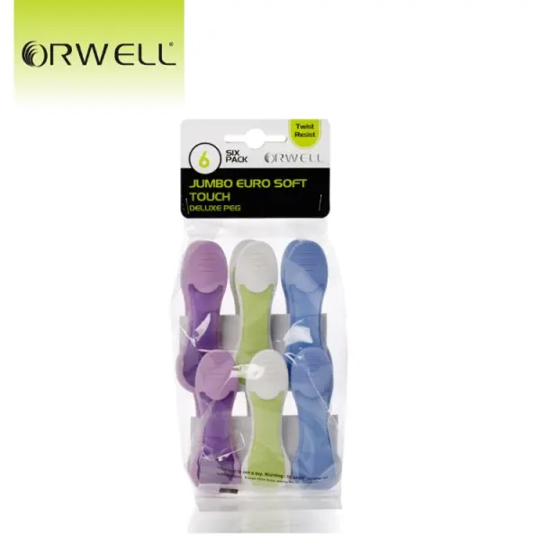 Orwell Jumbo Soft Touch Deluxe Euro Clothes Pegs 6pk