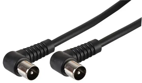 Pro Signal Cabo de Antena TV, Conector Coaxial 90°, 2m, Preto