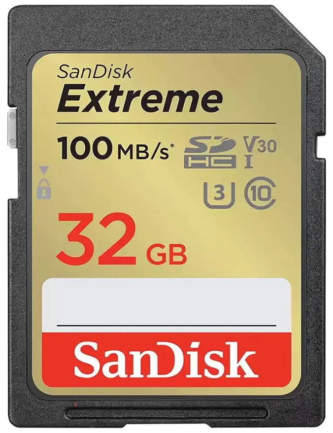 SanDisk Extreme SDHC UHS-I U3 Card, 32GB, 100MB/s