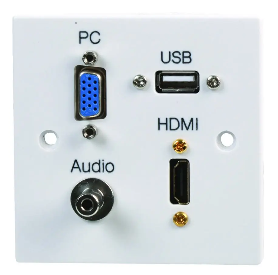 PRO SIGNAL - Plat Dinding Multimedia 1 Gang dengan 1x HDMI, VGA, Jack Stereo 3.