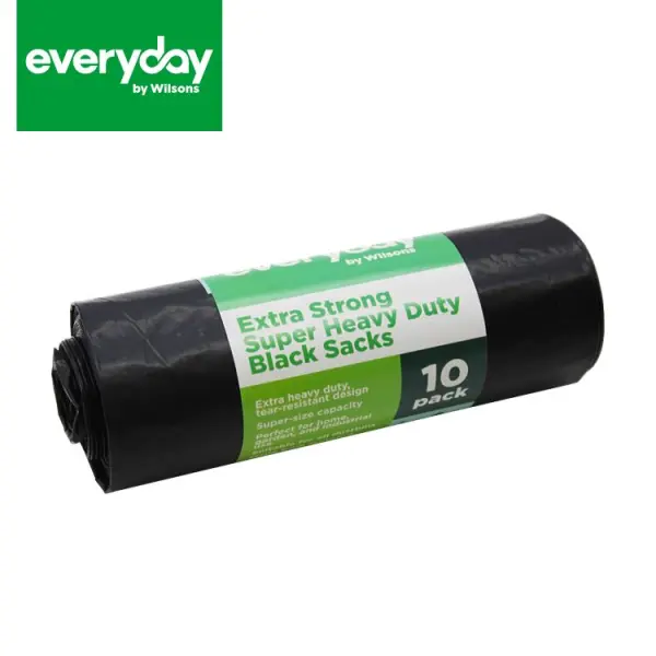 Everyday by Wilsons Extra Strong Super Heavy Duty Black Sacks 90 Litre, 10-Pack