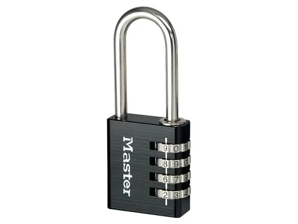 Master Lock 40mm Aluminium 4-Digit Combination Padlock, Black, 51mm Shackle