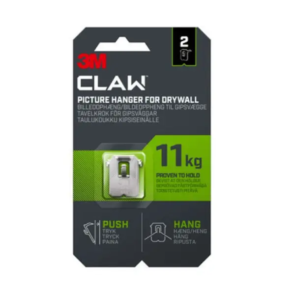 3M CLAW Drywall Picture Hanger, 11kg Capacity, 2-Pack