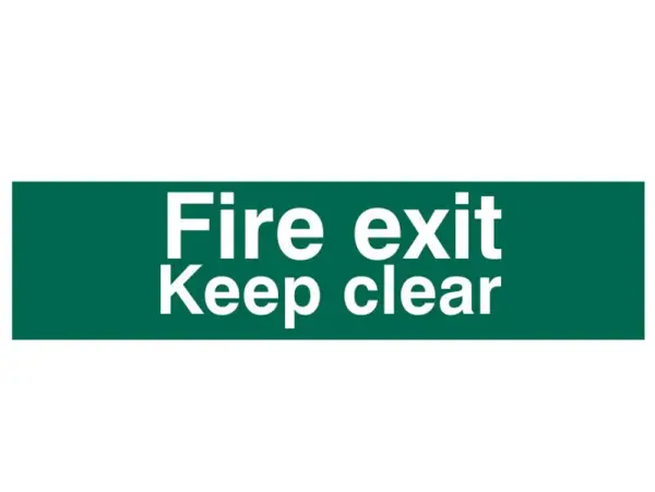 SCAN Fire Exit Keep Clear PVC Sign, 200 x 50mm
