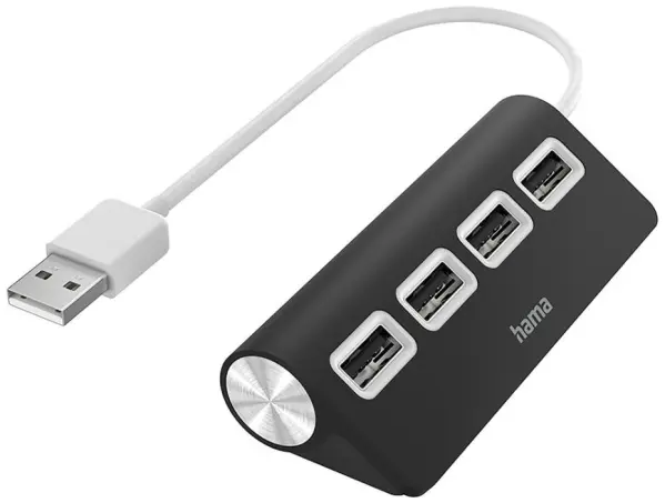 HAMA USB 2.0 4-Ports Desktop Hub, Zwart