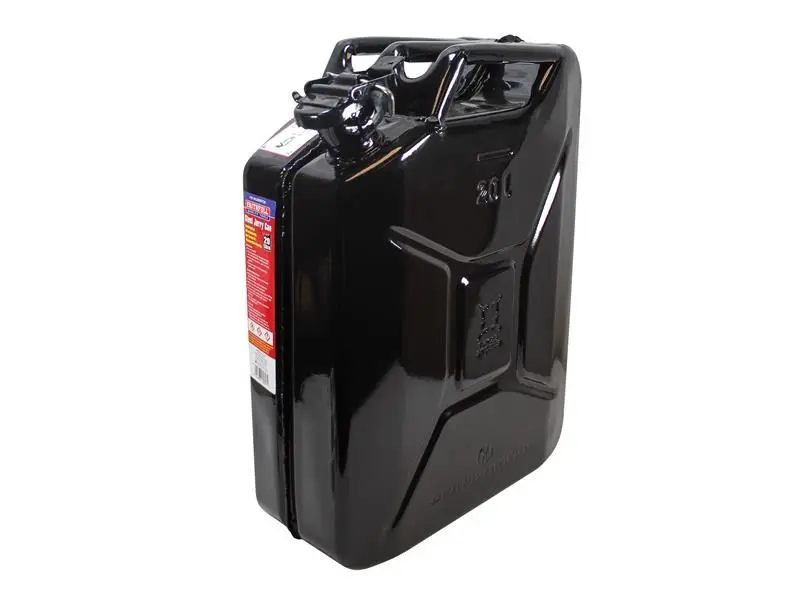 Faithfull Heavy-Duty Black Steel Jerry Can, 20 Litre