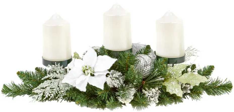 PREMIER Κέντρο Τραπέζι για Χριστούγεννα με Παιωνία, Λευκό, 70cm